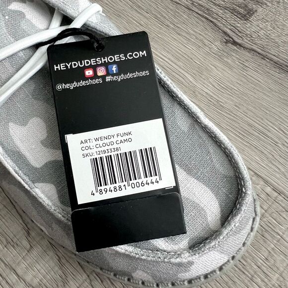 Hey Dude Dudes Wendy Funk - Cloud Camo - Gray/White - size 9 women’s - NEW! - Picture 2 of 8